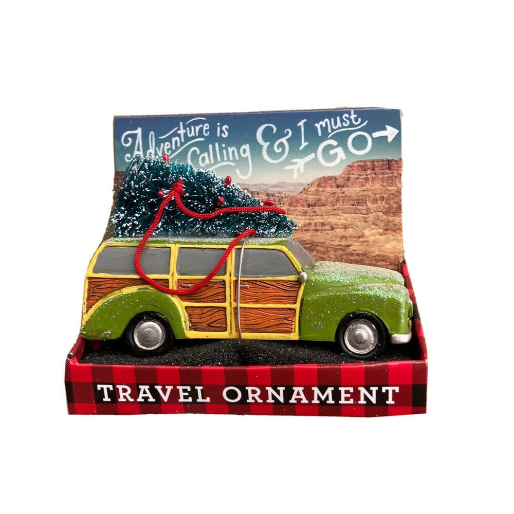Demdaco Green Woody with Tree Hanging Christmas Ornament Travel USA Collection